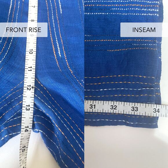 AMUR Leah Striped Linen Side Tie Stright Leg Pant in Blue Size 6 - Picture 16 of 16